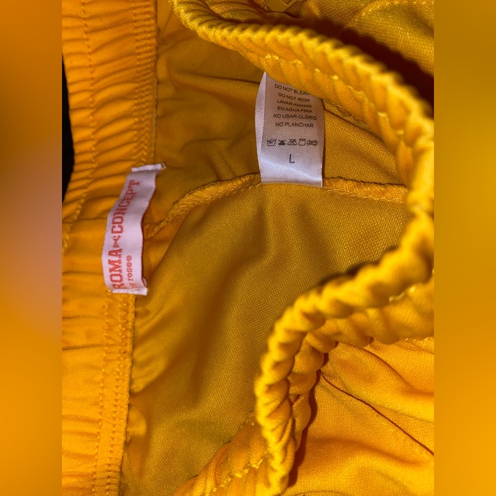 Yellow biker shorts with stripes